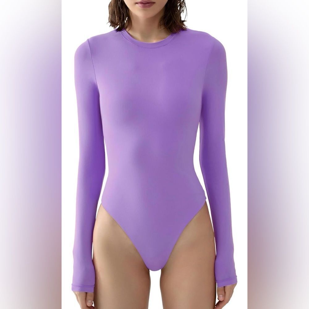 PUMIEY Women's Crew Neck Long Sleeve Bodysuit Sexy Tops Sharp Collection